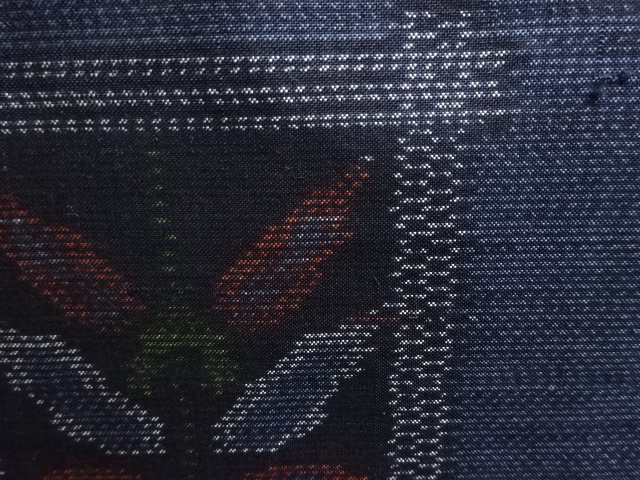 JAPANESE KIMONO / ANTIQUE KIMONO / DORO OSHIMA TSUMUGI / SILK / WOVEN GEOMETRIC